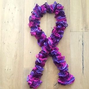 Handmade Pink and Purple Knit Ruffle Scarf New